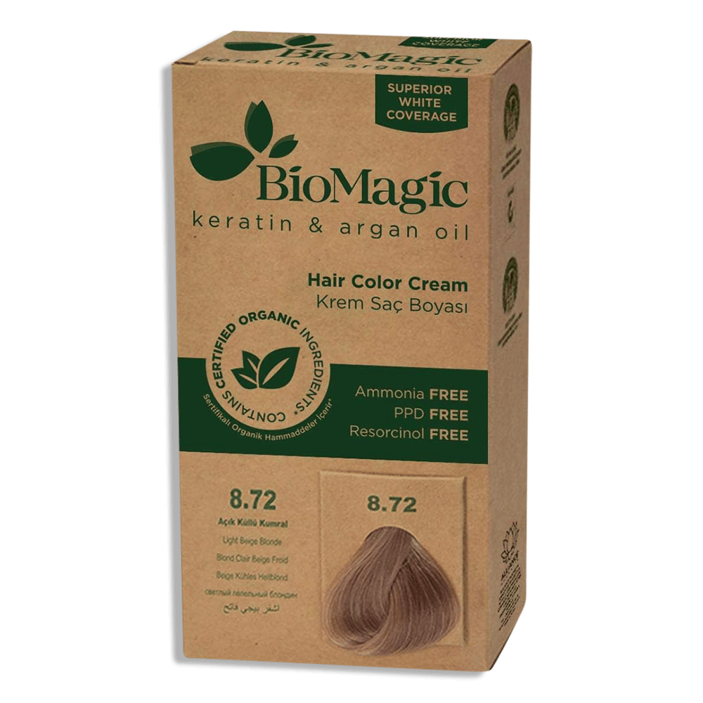 Organic Hair Color Cream - 8.72 Light Beige Blonde