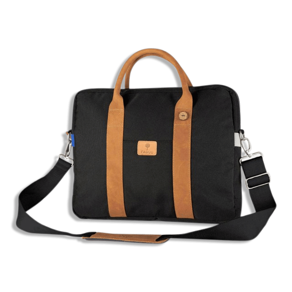 Recycled Canvas Laptop Bag - Black