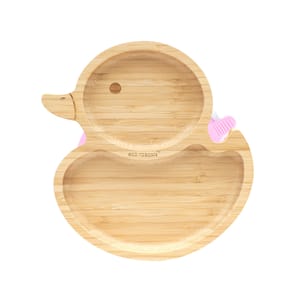 Organic Bamboo Suction Duck Plate - Pink