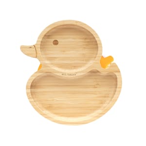 Organic Bamboo Suction Duck Plate - Orange