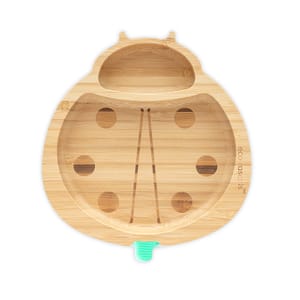 Organic Bamboo Suction Ladybird Plate - Green