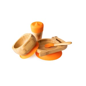 Organic Bamboo Snail Tableware Set - Orange