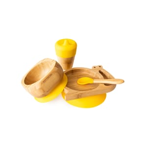 Organic Bamboo Snail Tableware Set - Yellow
