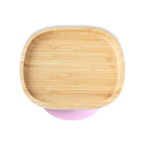 Organic Bamboo Classic Suction Plate - Pink