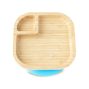 Organic Bamboo Suction Plate - Blue