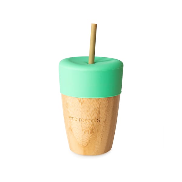 Organic Bamboo Big Cup with Straw Feeder - Green