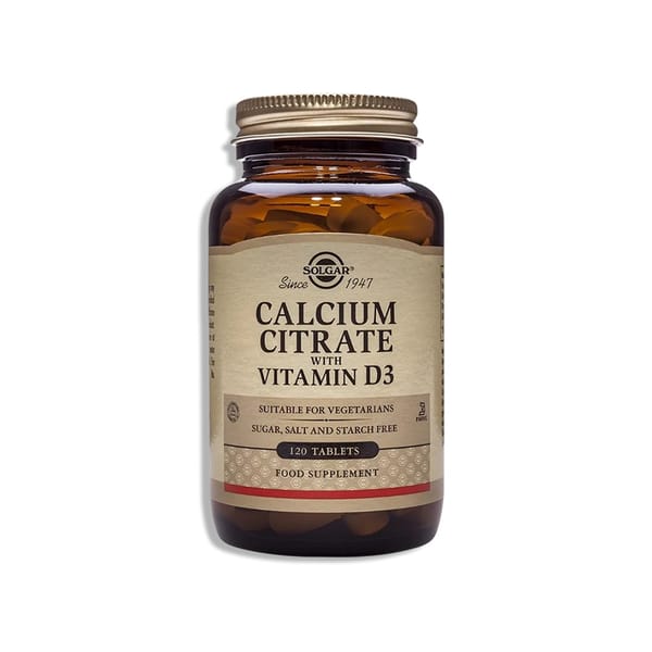 Gluten-free Calcium Citrate with Vitamin D3; 120 tabs