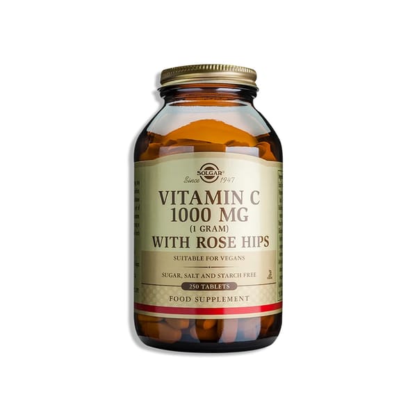 Vegan Vitamin C 1000mg with Rose Hips; 250 tabs  
