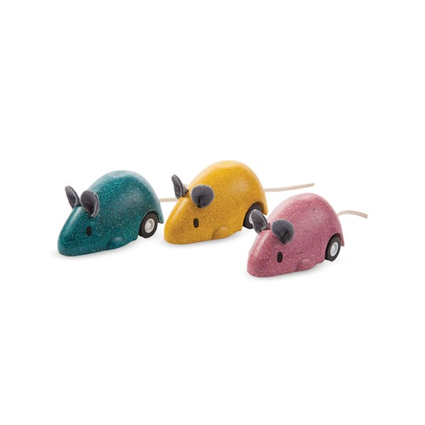 Eco-friendly Wooden Moving Mouse; Box of 6pcs