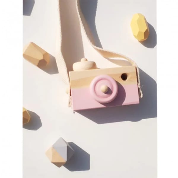 Eco-friendly Wooden Toy Camera; Pink